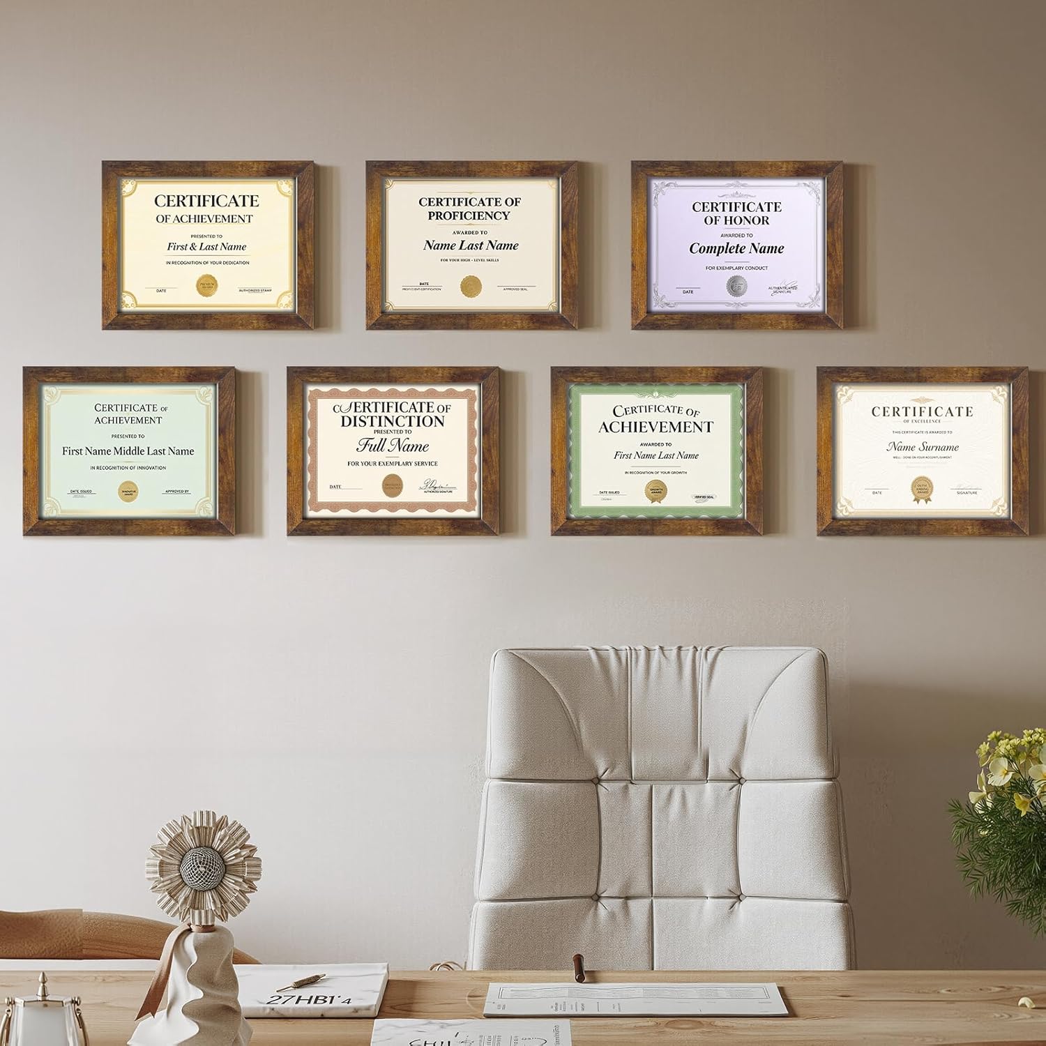 Certifications wall at Magical Smiles - Dr. Moksha's Dental Care
